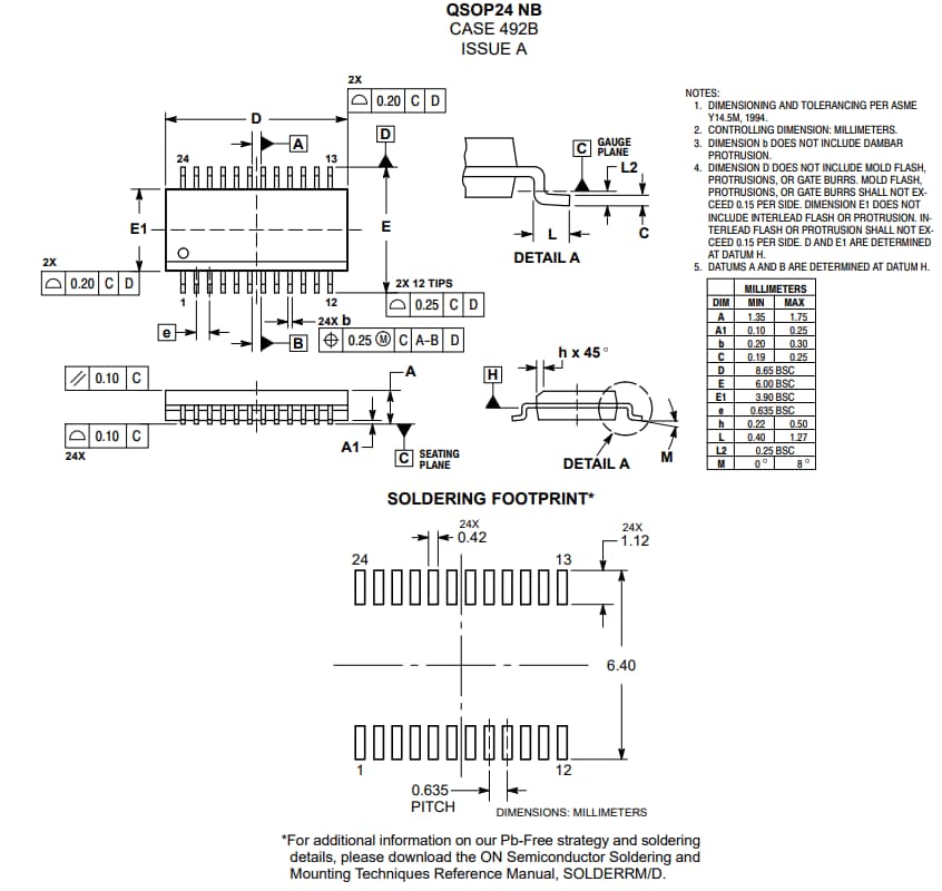 Technische Zeichnung - onsemi ADT7476 Wärmeregler und Spannungswächter